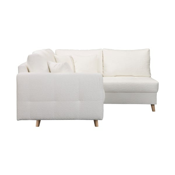 Balts stūra dīvāns no buklē auduma (ar labo stūri) Ariella – Ropez-image-4
