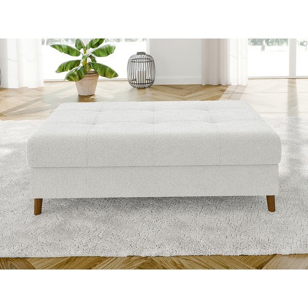 Balts kāju soliņš no buklē auduma Ariella – Ropez-image-1