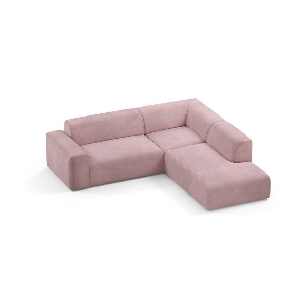 Rozā velveta stūra dīvāns Marie Claire Home Karen, 260 cm, labais stūris-image-3