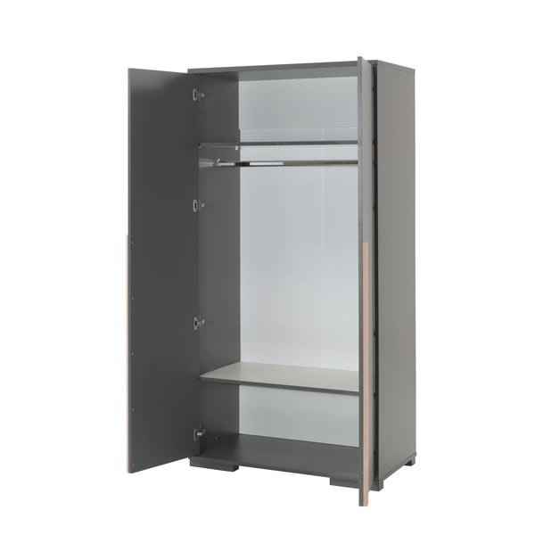 Tumši pelēks bērnu drēbju skapis 98x195 cm London – Vipack-image-2