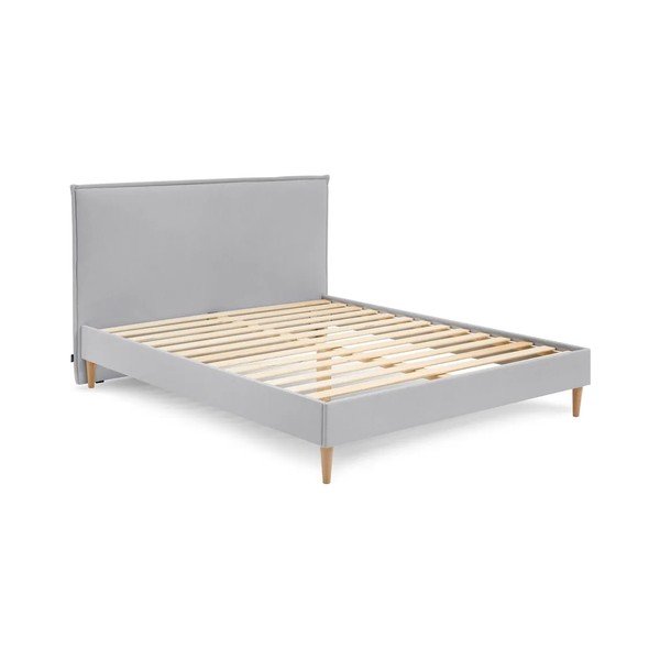 Pelēka divguļamā gulta Bobochic Paris Sary Light, 160 x 200 cm