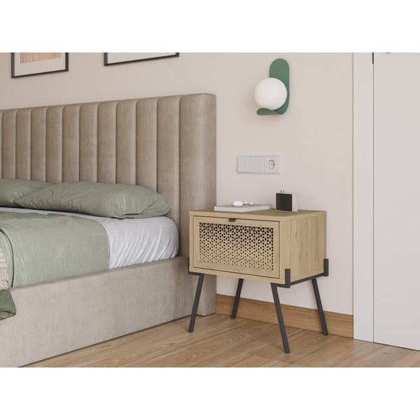 Dabīga toņa naktsskapītis ar ozolkoka imitāciju Ecrin – Marckeric-image-1