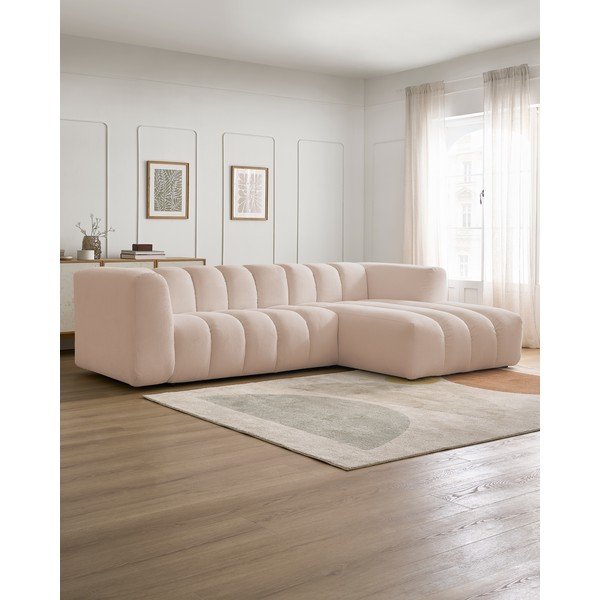 Bēšs stūra dīvāns (ar labo stūri/ar zvilni) Talia – Bobochic Paris-image-1