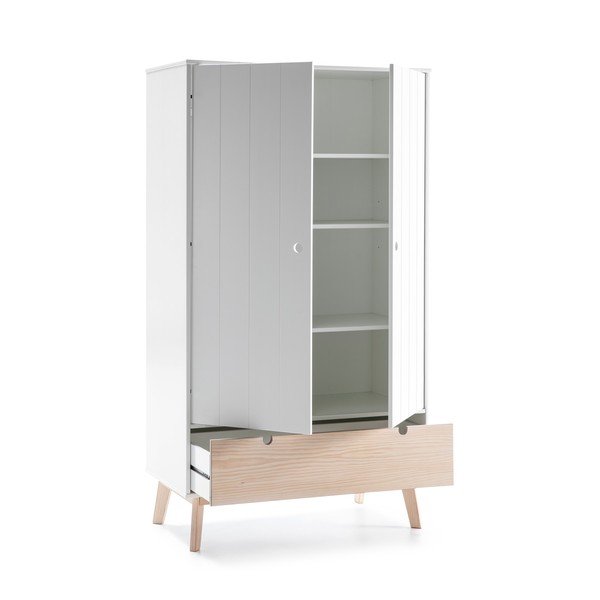 Balts bērnu skapis ar priedes koka kājām Marckeric Kiara-image-3