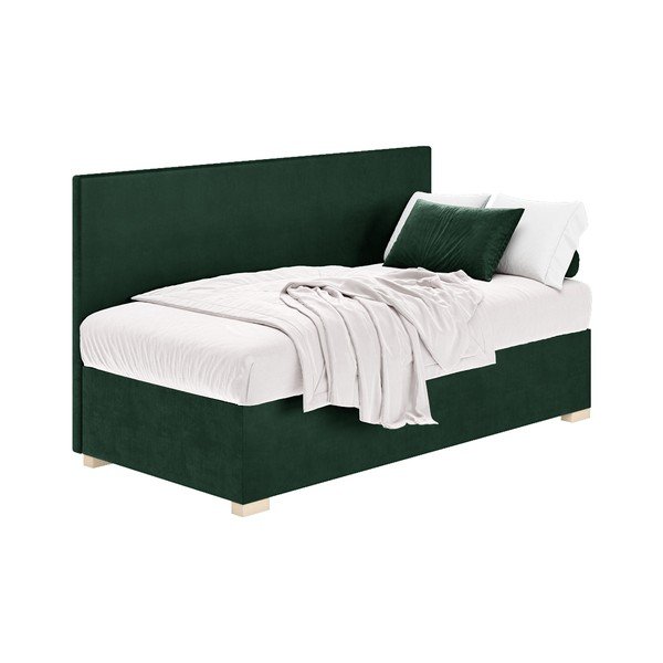 Tumši zaļa bērnu gulta ar veļas kasti ar matraci 90x200 cm Cozi – Ghado-image-2