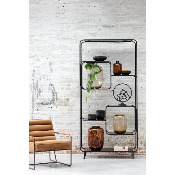 Melns metāla grāmatu plaukts 100x206 cm Winston – Light & Living-image-1