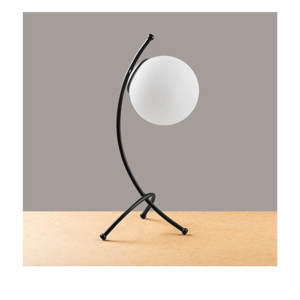 Melnbalta galda lampa ar stikla abažūru (augstums 43 cm) Yay – Opviq lights-image-2