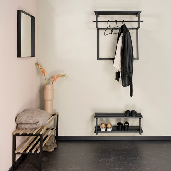 Melns metāla piekarināms apavu plaukts 71x26x34 cm Marco – Spinder Design-image-4