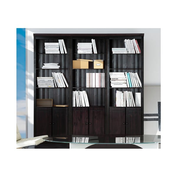 Brūns priedes masīvkoka grāmatplaukts 222x223 cm Anita – Støraa-image-3