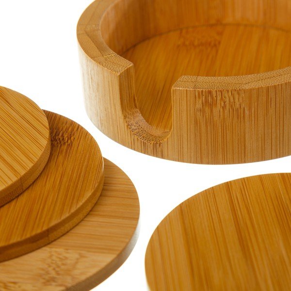 Brūni bambusa paliktņi ar statīvu (4 gab.) – Casa Selección-image-2