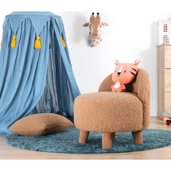 Brūns bērnu atpūtas krēsls no buklē auduma Moouv – Artie-image-1