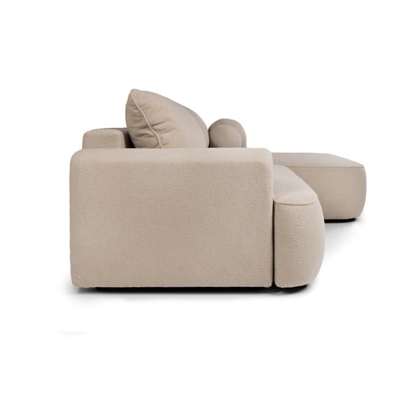 Bēšs salokāms stūra dīvāns no buklē auduma (ar labo stūri) Quinoa – Bonami Selection-image-3