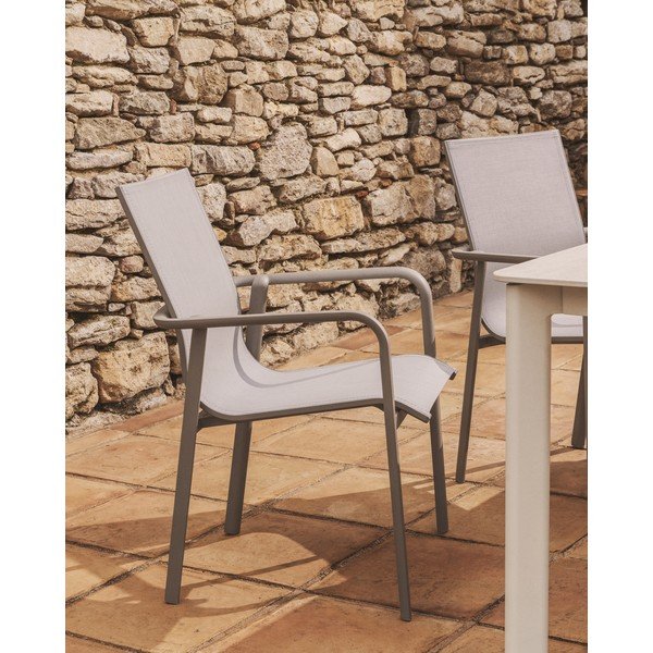 Bēšs/pelēkbrūns dārza krēsls Canea – Kave Home-image-1