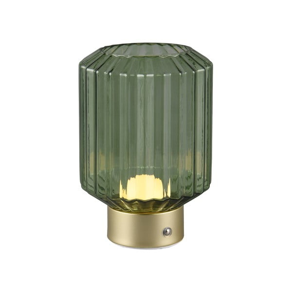 Zaļa/zelta krāsas LED galda lampa ar regulējamu spilgtumu un stikla abažūru (augstums 19,5 cm) Lord – Trio