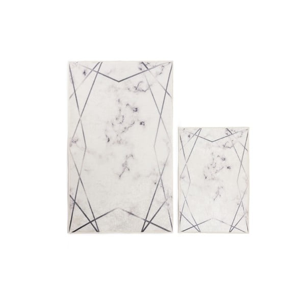 Balti/pelēki vannas istabas paklājiņi (2 gab.) 60x100 cm Geometric – Mila Home
