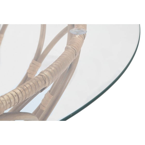 Dabīga toņa apaļš kafijas galdiņš ar stikla virsmu ø 75 cm Panama – Mauro Ferretti-image-3