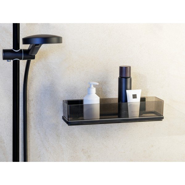 Melns plastmasas pašlīmējošs vannas istabas plaukts Quadro – Wenko-image-2