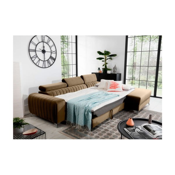 Gaiši brūns samta salokāms/ar uzglabāšanas vietu stūra dīvāns (ar labo stūri/ar zvilni) Grayson – ELTAP-image-4