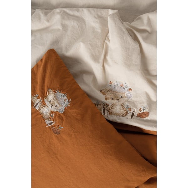 Oranža/bēša kokvilnas bērnu gultas veļa ar palagu 100x150 cm Clever – Mijolnir-image-2