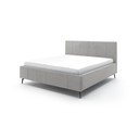 Gaiši pelēka polsterēta divvietīga gulta ar veļas kasti un redelēm 180x200 cm Lizzano – Meise Möbel