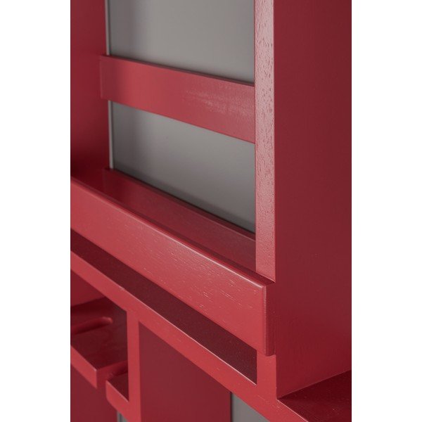 Sarkans sienas gumijkoka masīvkoka vīna plaukts 12 pudelēm 80x120x10 cm Myron – Dutchbone-image-4