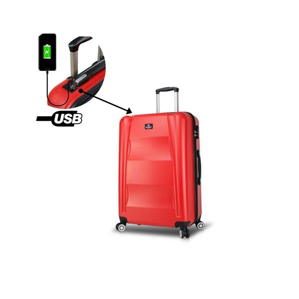Sarkans ceļojumu koferis uz riteņiem ar USB pieslēgvietu My Valice COLORS LASSO Large Suitcase-image-2