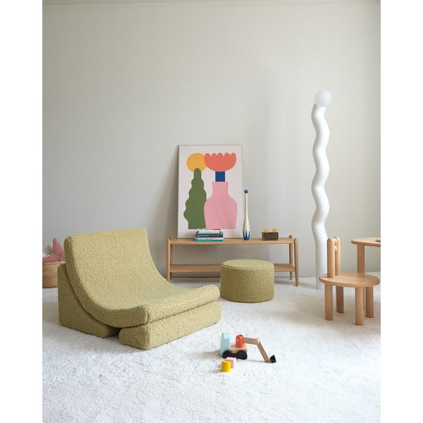 Zaļš bērnu pufs no buklē auduma – Wigiwama-image-4