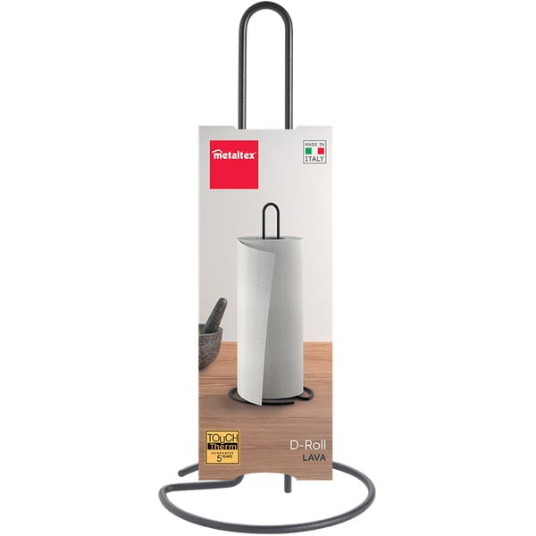 Matēti melns tērauda papīra dvieļu statīvs ø 14 cm Lava – Metaltex-image-2