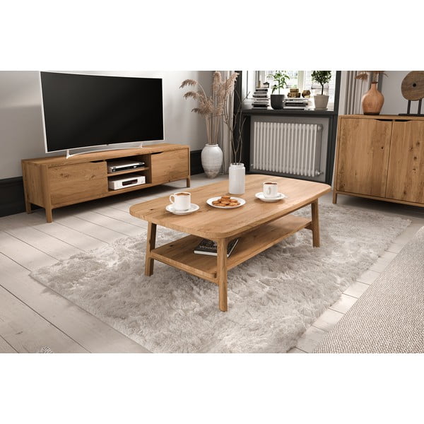 Dabīga toņa ozola masīvkoka žurnālgaldiņš 70x110 cm Twig – The Beds-image-3