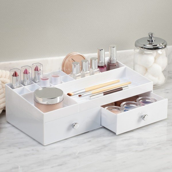Balts organizators ar 2 atvilktnēm InterDesign Cosmetic-image-1