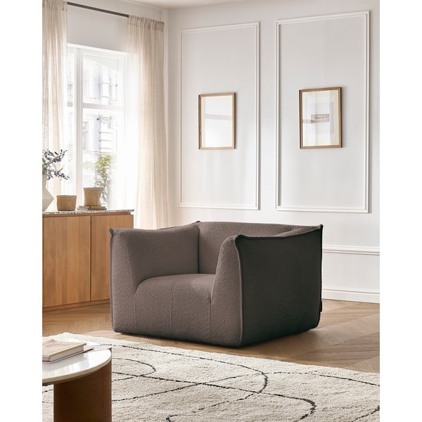 Brūns atpūtas krēsls no buklē auduma Giorgia – Bobochic Paris-image-1