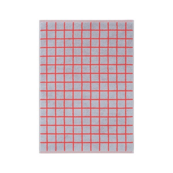 Sarkans/gaiši zils kokvilnas dvielis 50x70 cm Grid – Jotex-image-2