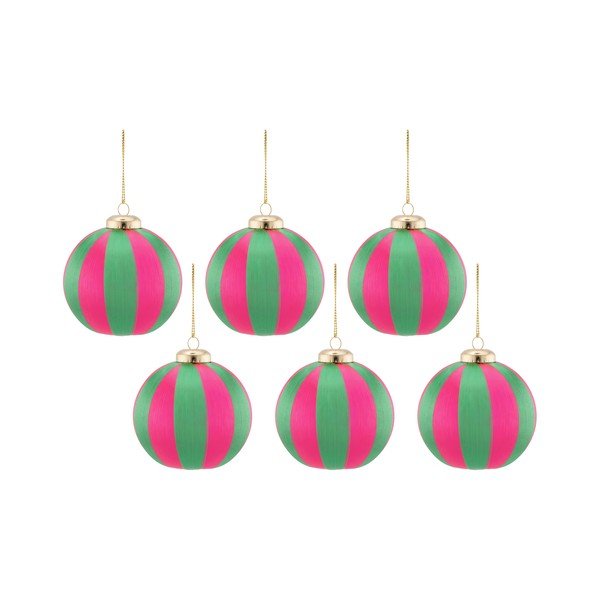 Tekstila Ziemassvētku eglītes bumbiņas (6 gab.) 23,5 cm Yarn Stripe – Sass & Belle