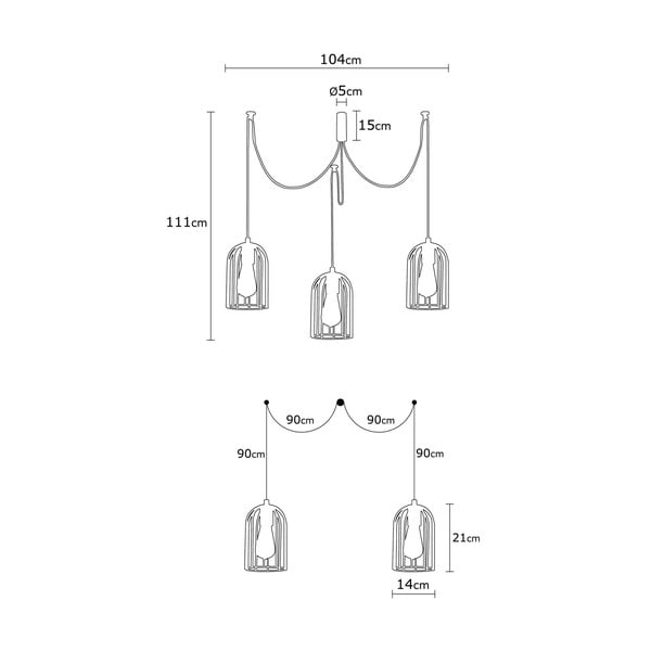 Melna griestu lampa 3 spuldzēm Opviq lights Pamukkale-image-2