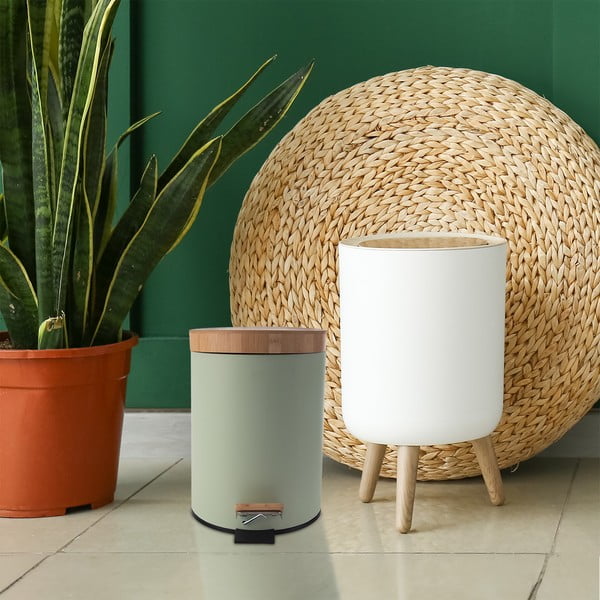 Gaiši zaļa metāla atkritumu tvertne ar pedāli 5 l Greenish – Orion-image-1