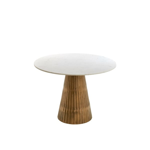 Balts/bronzas krāsas apaļš ēdamgalds ar marmora imitācijas galda virsmu ø 100 cm Leyda – Light & Living