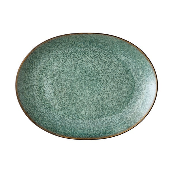 Zaļš keramikas servīzes šķīvis Bitz Mensa, 30 x 22,5 cm
