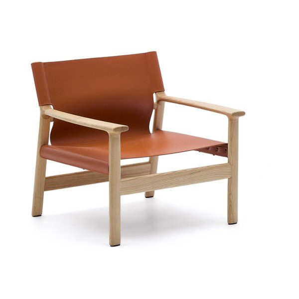 Konjakbrūns ādas atpūtas krēsls Jan – Kave Home