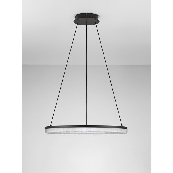 Matēti melna alumīnija LED piekaramā lampa ar regulējamu spilgtumu ar akrila stikla abažūru ø 60 cm Lonela – Nova Luce-image-3
