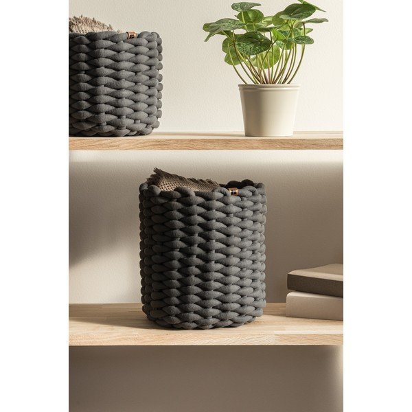 Tekstila uzglabāšanas grozs ø 25x25 cm Peach Skin Round M – Bigso-image-1