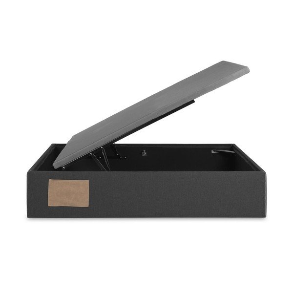 Melna polsterēta vienvietīga gulta ar veļas kasti 90x190 cm Matters – Kave Home-image-2