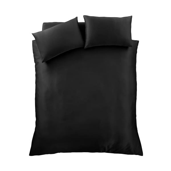 Melna divguļamā satīna gultas veļa 200x200 cm Silky Soft – Catherine Lansfield