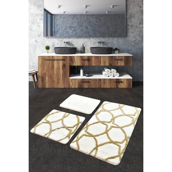 Brūni/krēmkrāsas vannas istabas paklājiņi (3 gab.) 100x60 cm Bonne – Foutastic-image-2