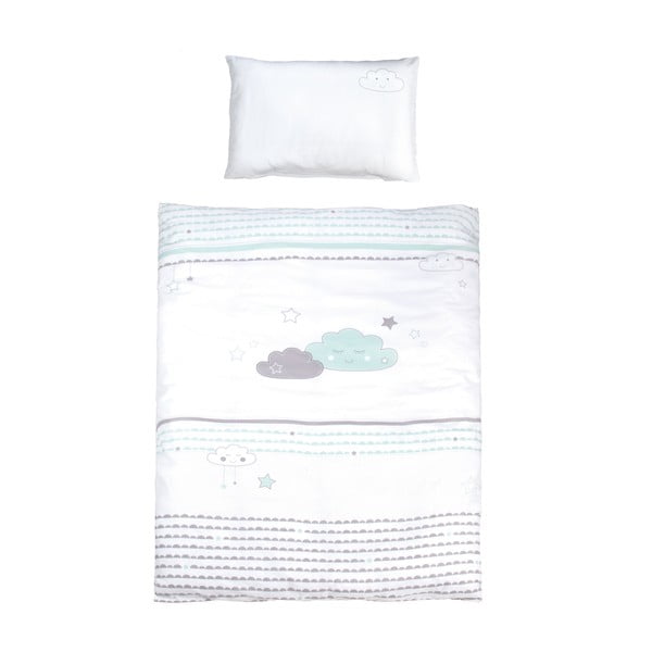 Balta kokvilnas bērnu gultas veļa 100x135 cm Happy Cloud – Roba