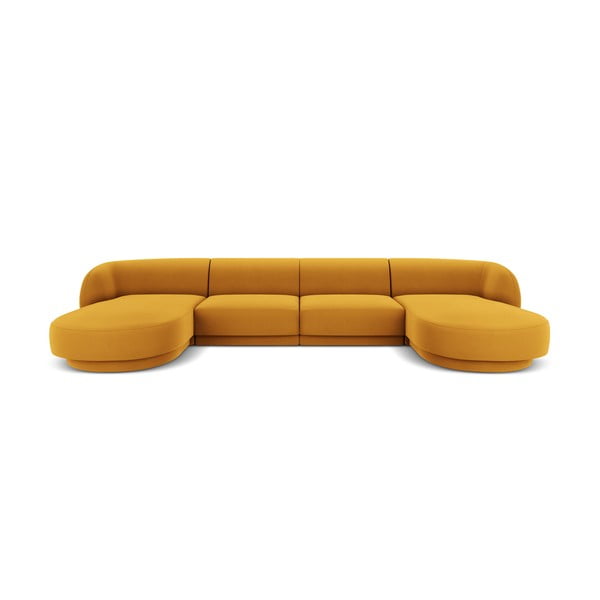 Sinepju dzeltens samta stūra dīvāns Miley  – Micadoni Home