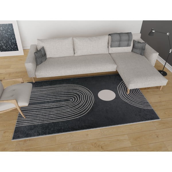 Antracīta pelēks mazgājams celiņa paklājs 80x200 cm – Vitaus-image-1