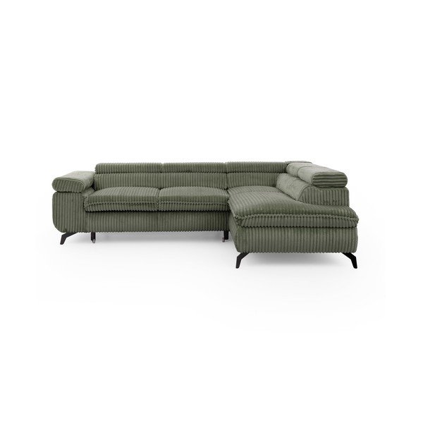 Zaļš velveta stūra dīvāns (ar labo stūri/L veida) Marbeya  – Ropez