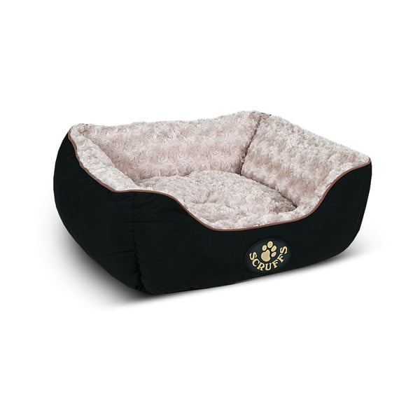 Melna plīša mājdzīvnieku gulta suņiem 40x50 cm Scruffs Wilton – Plaček Pet Products
