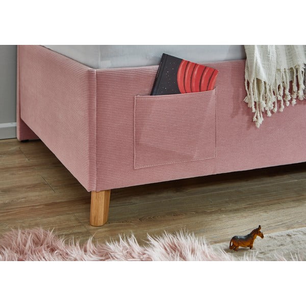 Rozā polsterēta stūra bērnu gulta bez režģa 120x200 cm Cool – Meise Möbel-image-3