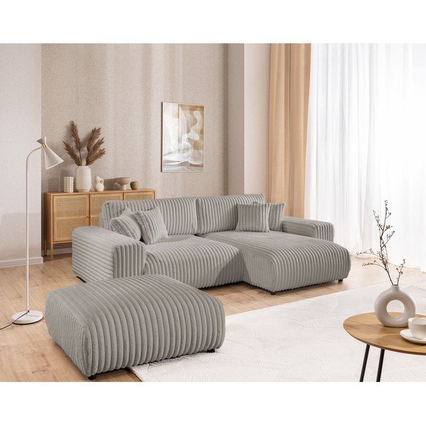 Gaiši pelēks velveta kāju soliņš Justin – Ropez-image-3